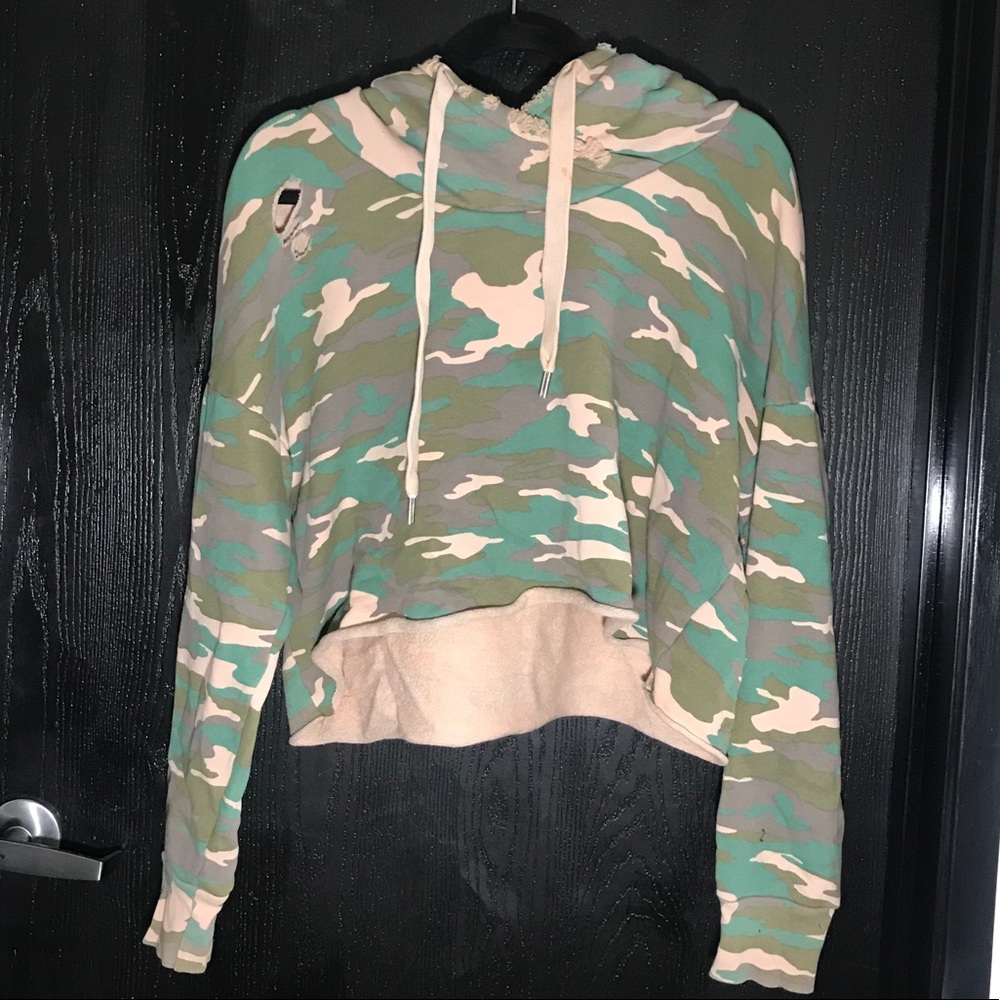NSF Savannah cropped camo hoodie size medium